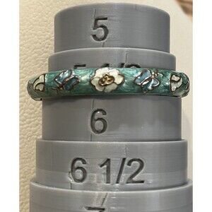 VINTAGE CHILD’S ENAMEL FLOWER BANGLE BRACELET PINK BLUE & PASTEL GIRLS SIZE